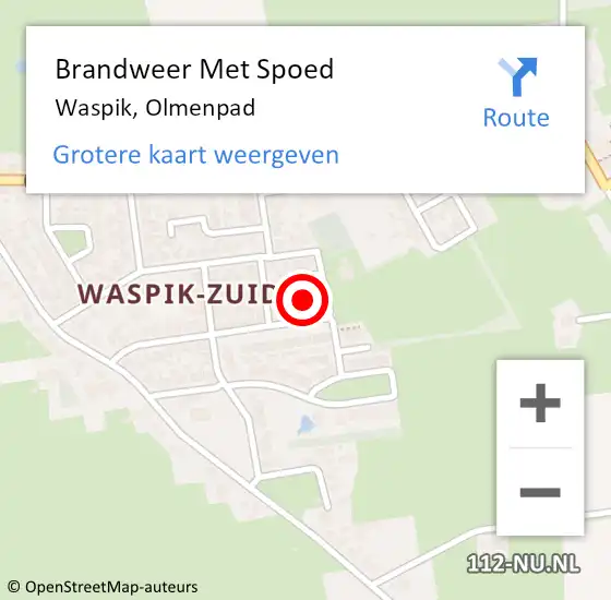 Locatie op kaart van de 112 melding: Brandweer Met Spoed Naar Waspik, Olmenpad op 12 maart 2018 16:02