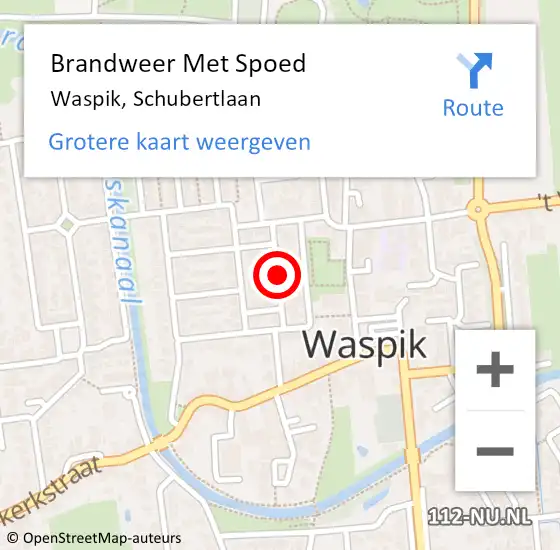 Locatie op kaart van de 112 melding: Brandweer Met Spoed Naar Waspik, Schubertlaan op 12 maart 2018 16:07