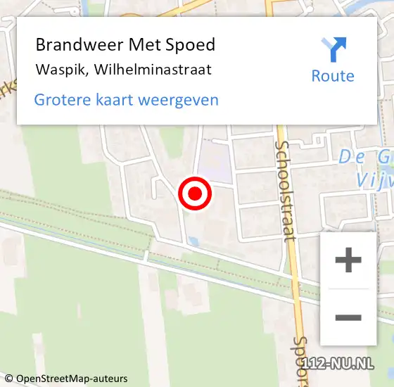 Locatie op kaart van de 112 melding: Brandweer Met Spoed Naar Waspik, Wilhelminastraat op 12 maart 2018 16:08