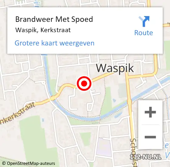 Locatie op kaart van de 112 melding: Brandweer Met Spoed Naar Waspik, Kerkstraat op 12 maart 2018 16:16