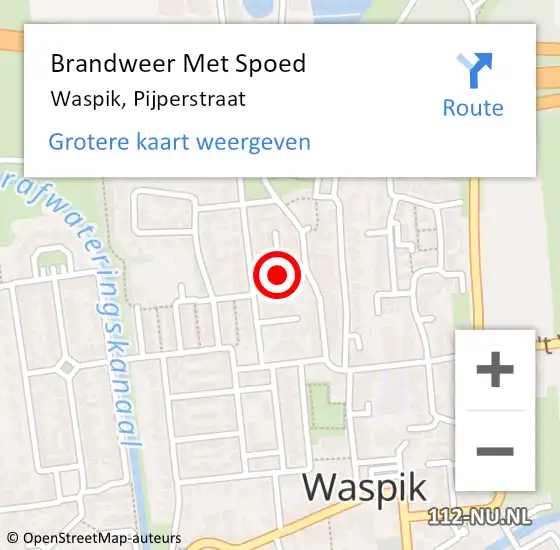 Locatie op kaart van de 112 melding: Brandweer Met Spoed Naar Waspik, Pijperstraat op 12 maart 2018 16:19