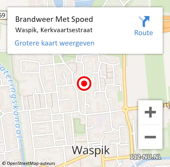 Locatie op kaart van de 112 melding: Brandweer Met Spoed Naar Waspik, Kerkvaartsestraat op 12 maart 2018 16:22