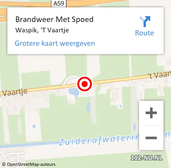 Locatie op kaart van de 112 melding: Brandweer Met Spoed Naar Waspik, 'T Vaartje op 12 maart 2018 16:27