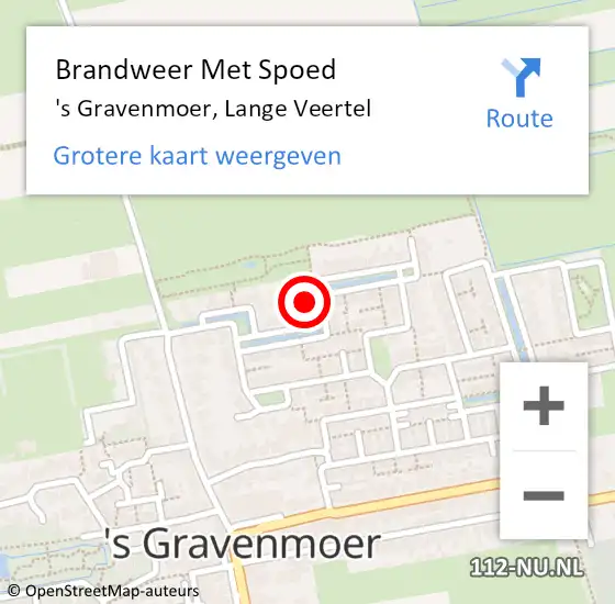 Locatie op kaart van de 112 melding: Brandweer Met Spoed Naar 's Gravenmoer, Lange Veertel op 12 maart 2018 16:36