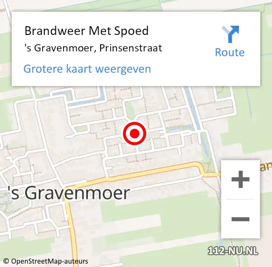Locatie op kaart van de 112 melding: Brandweer Met Spoed Naar 's Gravenmoer, Prinsenstraat op 12 maart 2018 16:38