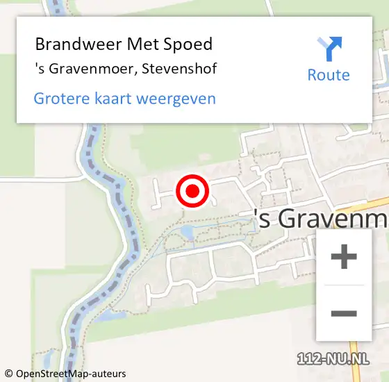 Locatie op kaart van de 112 melding: Brandweer Met Spoed Naar 's Gravenmoer, Stevenshof op 12 maart 2018 16:39