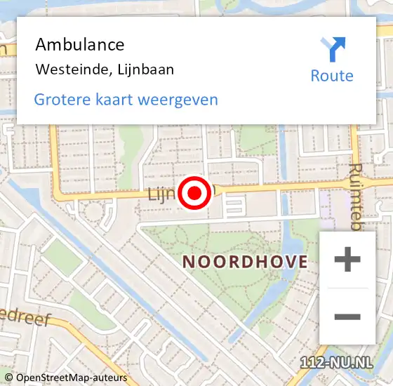 Locatie op kaart van de 112 melding: Ambulance Westeinde, Lijnbaan op 12 maart 2018 16:41