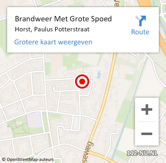 Locatie op kaart van de 112 melding: Brandweer Met Grote Spoed Naar Horst, Paulus Potterstraat op 12 maart 2018 17:07