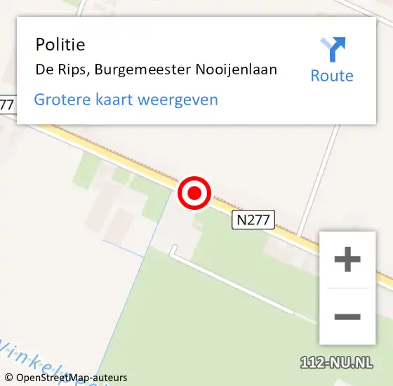 Locatie op kaart van de 112 melding: Politie De Rips, Burgemeester Nooijenlaan op 12 maart 2018 17:12