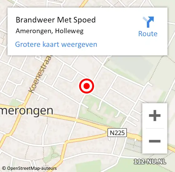 Locatie op kaart van de 112 melding: Brandweer Met Spoed Naar Amerongen, Holleweg op 12 maart 2018 18:20