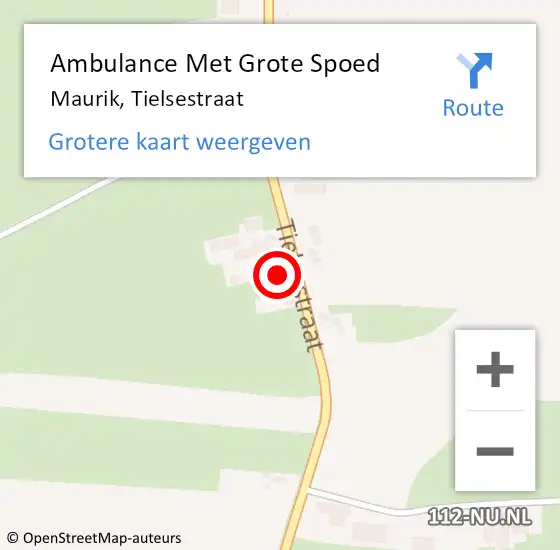 Locatie op kaart van de 112 melding: Ambulance Met Grote Spoed Naar Maurik, Tielsestraat op 12 maart 2018 18:55