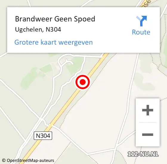 Locatie op kaart van de 112 melding: Brandweer Geen Spoed Naar Ugchelen, N304 op 19 februari 2014 00:43