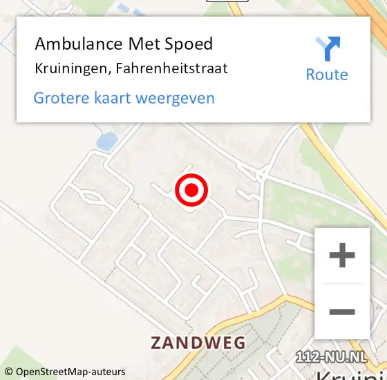 Locatie op kaart van de 112 melding: Ambulance Met Spoed Naar Kruiningen, Fahrenheitstraat op 12 maart 2018 19:32