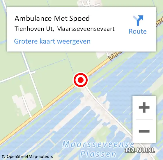 Locatie op kaart van de 112 melding: Ambulance Met Spoed Naar Tienhoven Ut, Maarsseveensevaart op 12 maart 2018 19:33