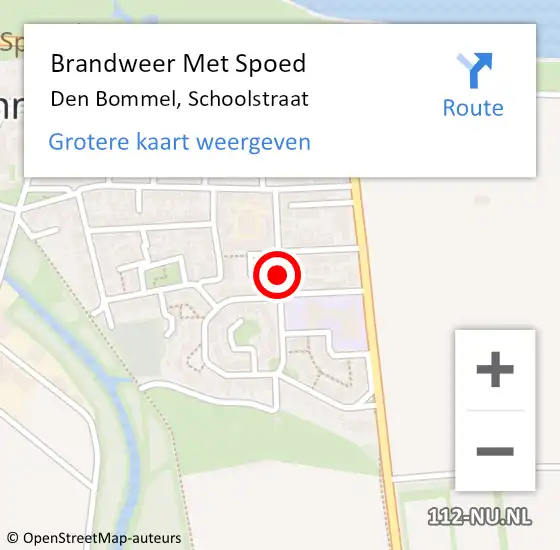 Locatie op kaart van de 112 melding: Brandweer Met Spoed Naar Den Bommel, Schoolstraat op 12 maart 2018 19:46