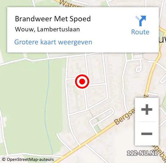 Locatie op kaart van de 112 melding: Brandweer Met Spoed Naar Wouw, Lambertuslaan op 12 maart 2018 19:47