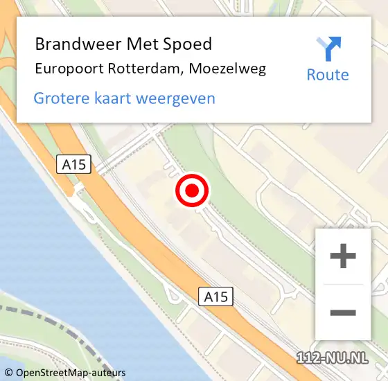 Locatie op kaart van de 112 melding: Brandweer Met Spoed Naar Europoort Rotterdam, Moezelweg op 12 maart 2018 20:05