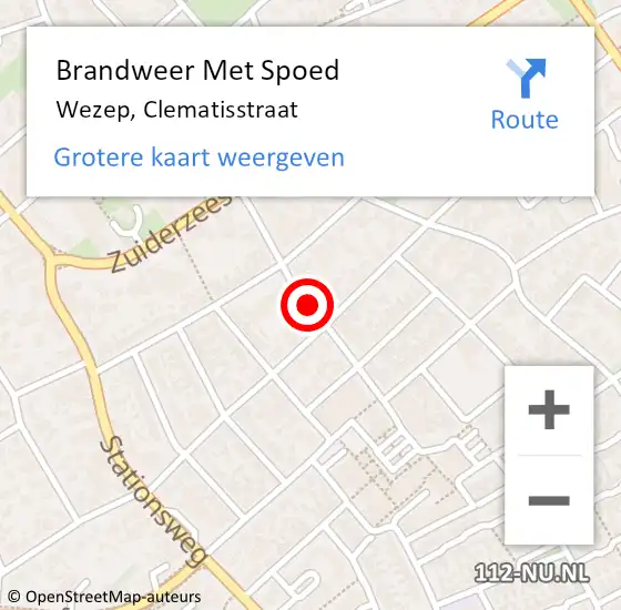 Locatie op kaart van de 112 melding: Brandweer Met Spoed Naar Wezep, Clematisstraat op 12 maart 2018 20:22