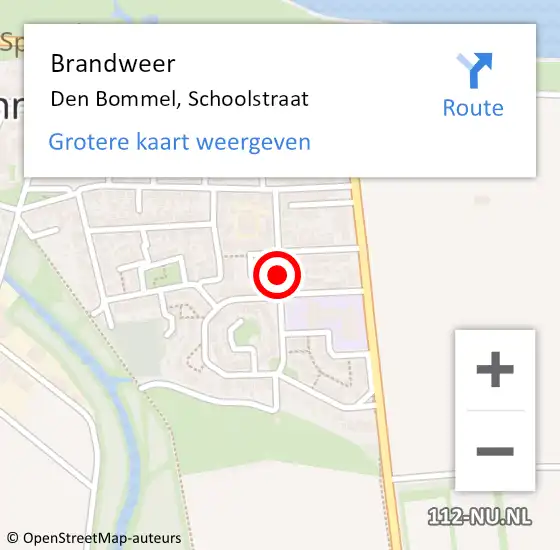 Locatie op kaart van de 112 melding: Brandweer Den Bommel, Schoolstraat op 12 maart 2018 21:00