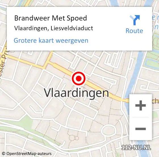 Locatie op kaart van de 112 melding: Brandweer Met Spoed Naar Vlaardingen, Liesveldviaduct op 12 maart 2018 21:20