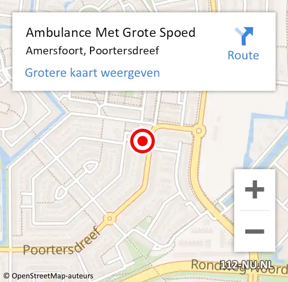 Locatie op kaart van de 112 melding: Ambulance Met Grote Spoed Naar Amersfoort, Poortersdreef op 12 maart 2018 21:42