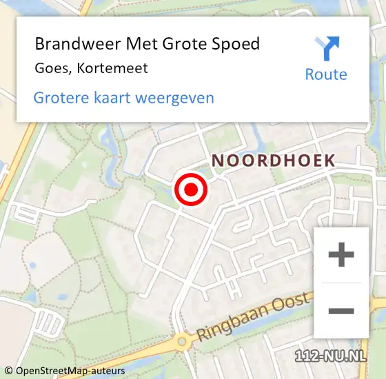 Locatie op kaart van de 112 melding: Brandweer Met Grote Spoed Naar Goes, Kortemeet op 12 maart 2018 22:33