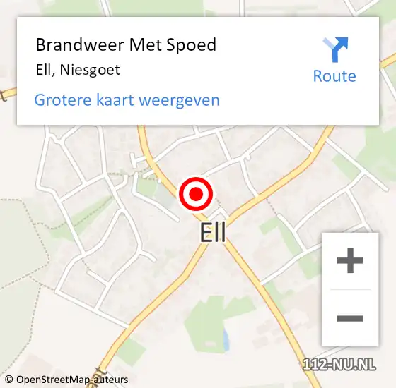 Locatie op kaart van de 112 melding: Brandweer Met Spoed Naar Ell, Niesgoet op 13 maart 2018 00:43