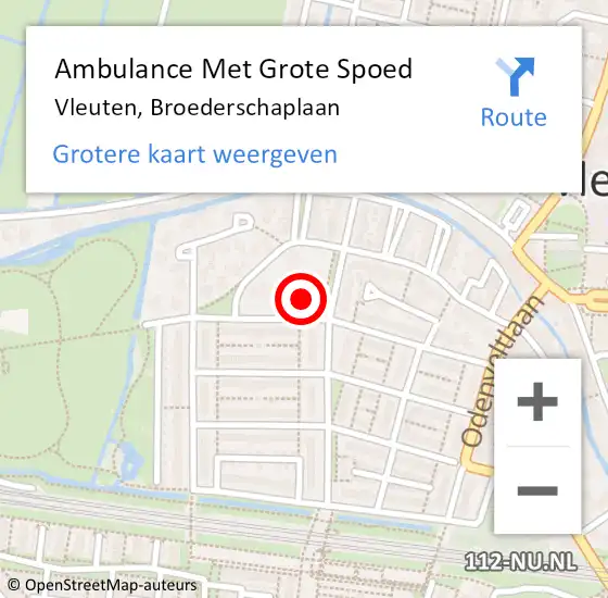 Locatie op kaart van de 112 melding: Ambulance Met Grote Spoed Naar Vleuten, Broederschaplaan op 13 maart 2018 00:50