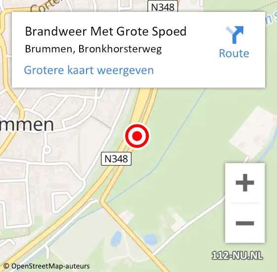 Locatie op kaart van de 112 melding: Brandweer Met Grote Spoed Naar Brummen, Bronkhorsterweg op 13 maart 2018 01:09