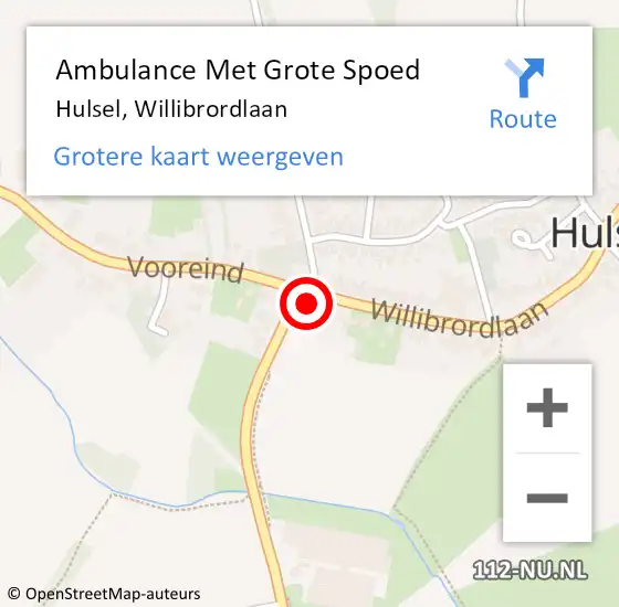 Locatie op kaart van de 112 melding: Ambulance Met Grote Spoed Naar Hulsel, Willibrordlaan op 13 maart 2018 01:45