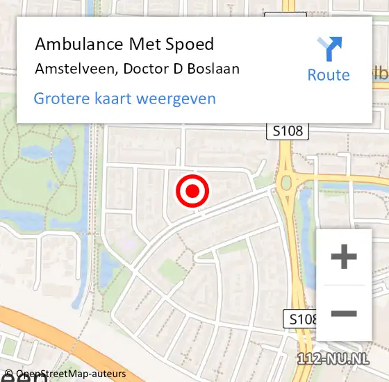 Locatie op kaart van de 112 melding: Ambulance Met Spoed Naar Amstelveen, Doctor D Boslaan op 13 maart 2018 01:54