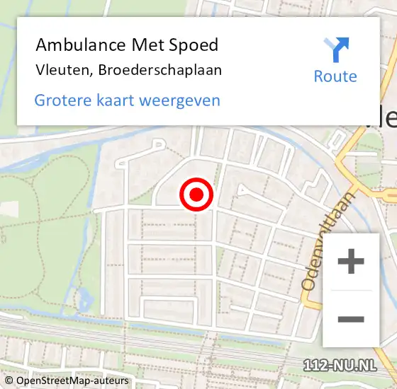 Locatie op kaart van de 112 melding: Ambulance Met Spoed Naar Vleuten, Broederschaplaan op 13 maart 2018 02:31