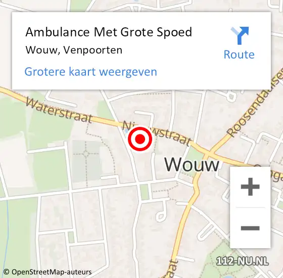 Locatie op kaart van de 112 melding: Ambulance Met Grote Spoed Naar Wouw, Venpoorten op 13 maart 2018 02:41