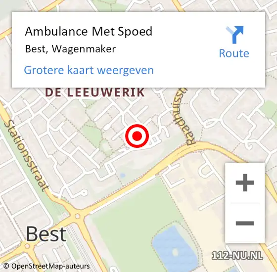 Locatie op kaart van de 112 melding: Ambulance Met Spoed Naar Best, Wagenmaker op 13 maart 2018 02:50