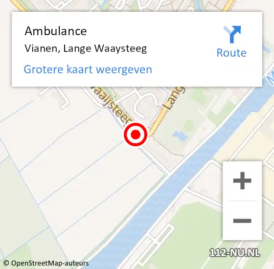 Locatie op kaart van de 112 melding: Ambulance Vianen, Lange Waaysteeg op 13 maart 2018 07:34