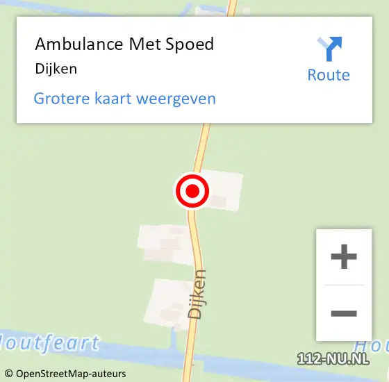 Locatie op kaart van de 112 melding: Ambulance Met Spoed Naar Dijken op 13 maart 2018 07:58