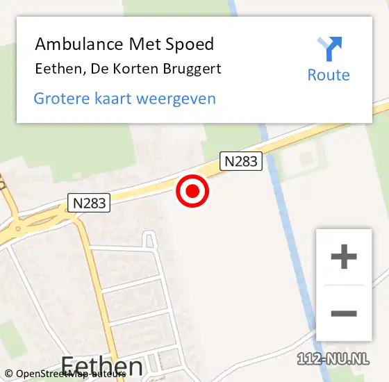 Locatie op kaart van de 112 melding: Ambulance Met Spoed Naar Eethen, De Korten Bruggert op 13 maart 2018 08:02