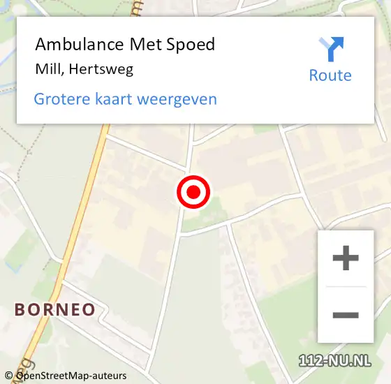 Locatie op kaart van de 112 melding: Ambulance Met Spoed Naar Mill, Hertsweg op 13 maart 2018 08:11