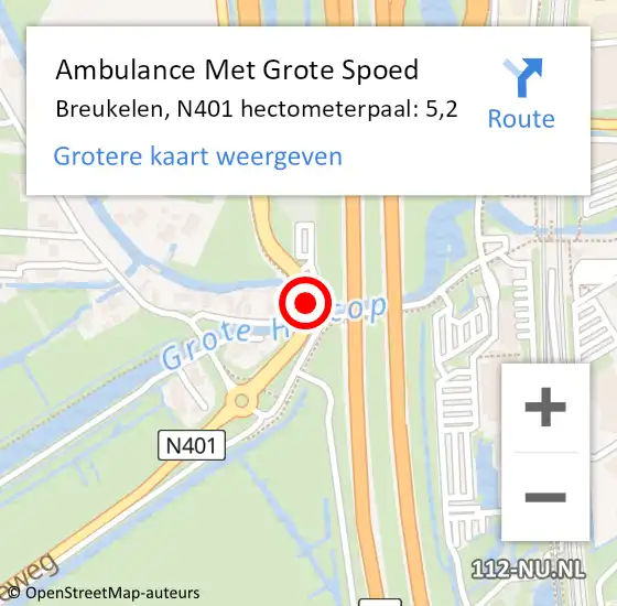 Locatie op kaart van de 112 melding: Ambulance Met Grote Spoed Naar Breukelen, N401 hectometerpaal: 5,2 op 13 maart 2018 08:23