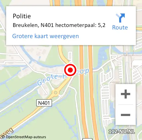 Locatie op kaart van de 112 melding: Politie Breukelen, N401 hectometerpaal: 5,2 op 13 maart 2018 08:24