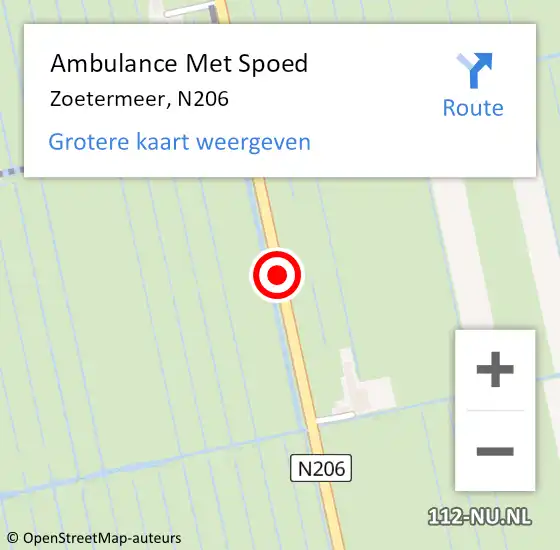 Locatie op kaart van de 112 melding: Ambulance Met Spoed Naar Zoetermeer, N206 op 13 maart 2018 08:41