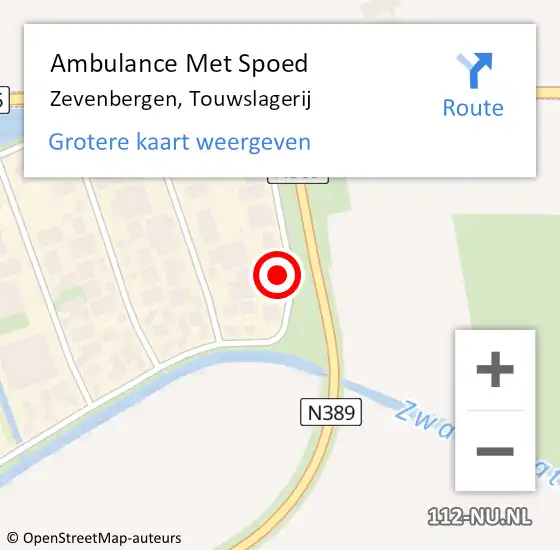 Locatie op kaart van de 112 melding: Ambulance Met Spoed Naar Zevenbergen, Touwslagerij op 13 maart 2018 08:42