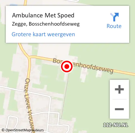 Locatie op kaart van de 112 melding: Ambulance Met Spoed Naar Zegge, Bosschenhoofdseweg op 13 maart 2018 08:47