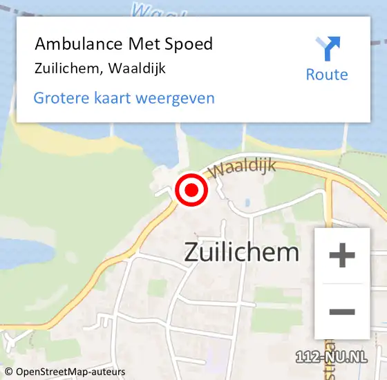 Locatie op kaart van de 112 melding: Ambulance Met Spoed Naar Zuilichem, Waaldijk op 13 maart 2018 08:49