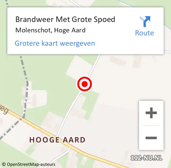 Locatie op kaart van de 112 melding: Brandweer Met Grote Spoed Naar Molenschot, Hoge Aard op 13 maart 2018 09:00