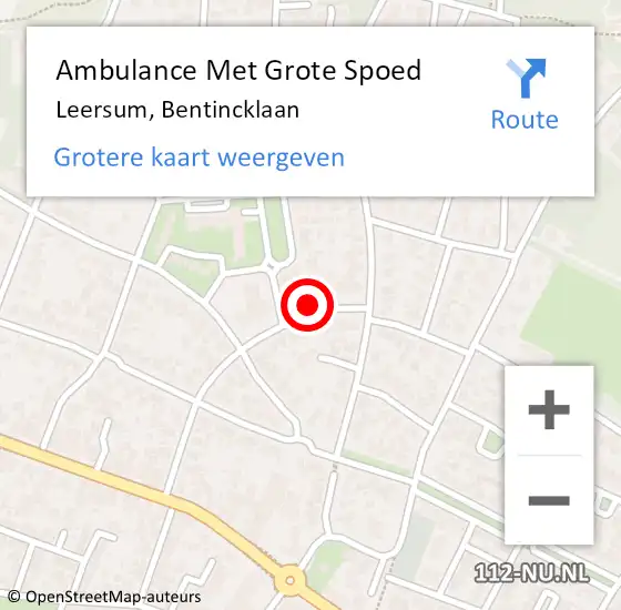 Locatie op kaart van de 112 melding: Ambulance Met Grote Spoed Naar Leersum, Bentincklaan op 13 maart 2018 09:17