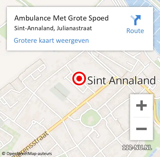 Locatie op kaart van de 112 melding: Ambulance Met Grote Spoed Naar Sint-Annaland, Julianastraat op 13 maart 2018 09:32