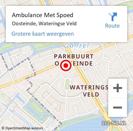 Locatie op kaart van de 112 melding: Ambulance Met Spoed Naar Oosteinde, Wateringse Veld op 13 maart 2018 09:38