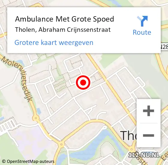 Locatie op kaart van de 112 melding: Ambulance Met Grote Spoed Naar Tholen, Abraham Crijnssenstraat op 13 maart 2018 09:40