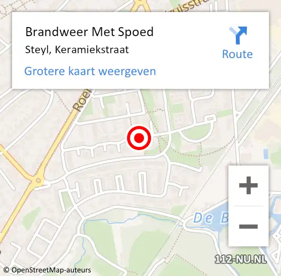 Locatie op kaart van de 112 melding: Brandweer Met Spoed Naar Steyl, Keramiekstraat op 13 maart 2018 09:47